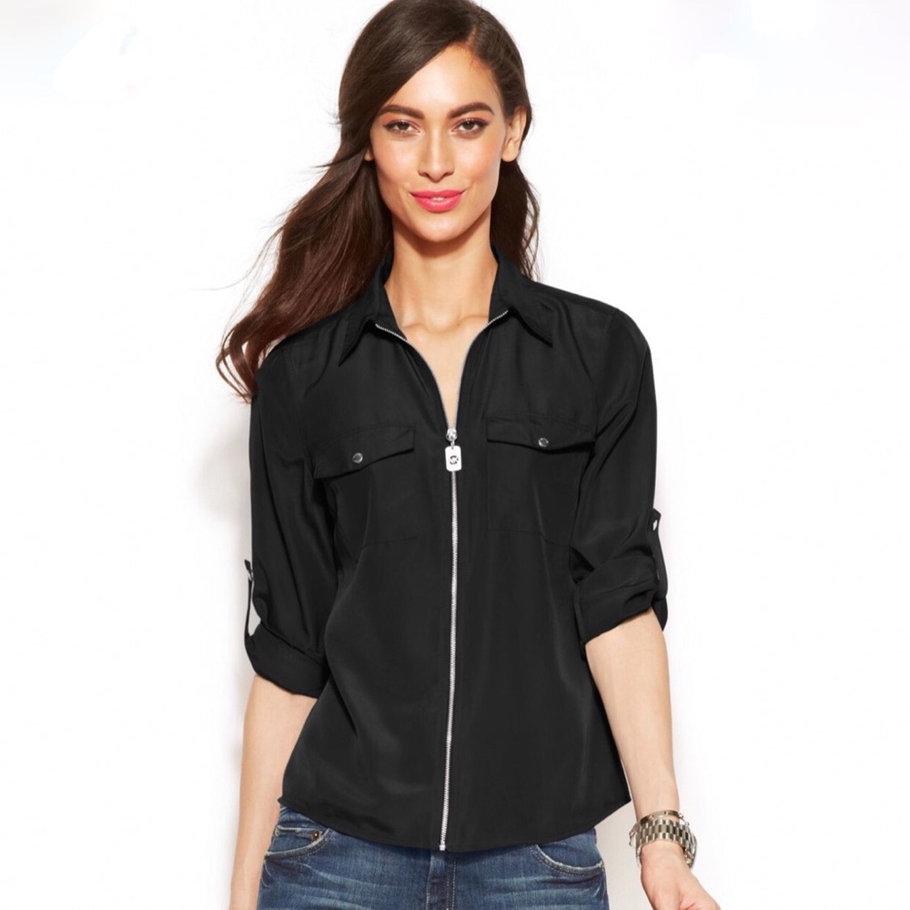MICHAEL Michael Kors  Zip-Front Blouse Size Small